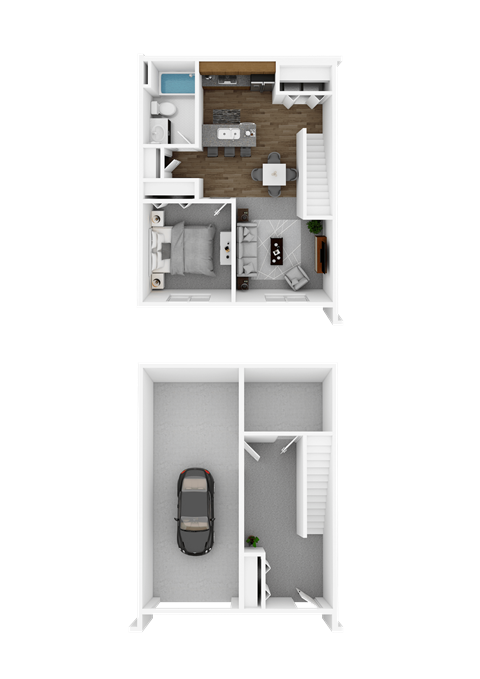 Floor plan for 1 bed, 1 bath, 911 sqft